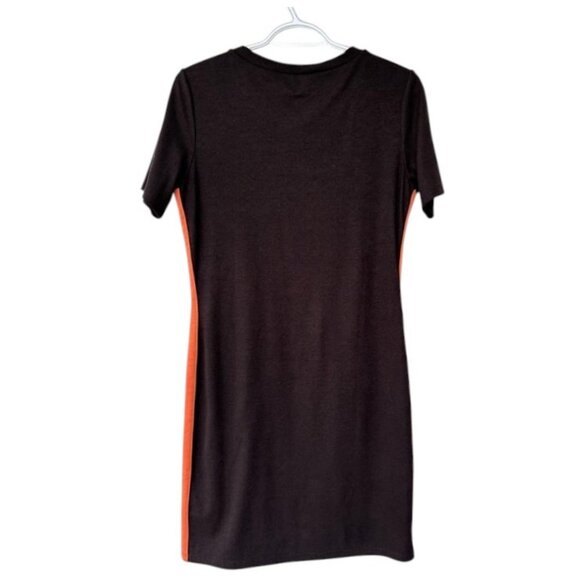 Divided H&M black, orange bodycon short sleeve jersey dress size L - Picture 4 of 5